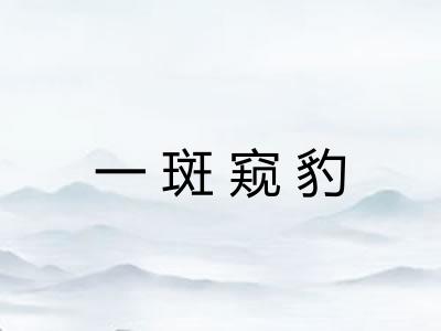 一斑窥豹